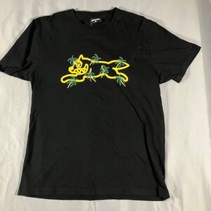 ICE CREAM Black Graphic T Shirt Men's Size‎ L Running Dog Palm Tree Logo Tee